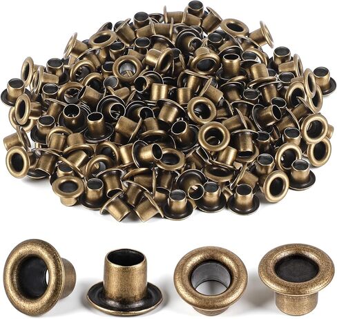 Hicarer 500 Pcs 1/8 Inch ID Antique Brass Grommets Eyelets Kit 3 MM ID Heavy Duty Self-Backing Metal Copper Grommets for Leather, Canvas, Clothes, Bead, Repair and DIY Crafts in Kuwait