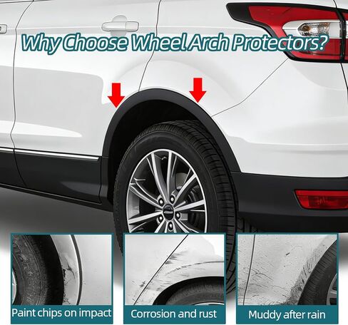 Universal Rubber Fender Flare Protector - Car Wheel Arch Trim Eyebrow Edge Strip for Trucks SUVs Pickups, Black, 2.2" x 5.5FT x 4PCS in Kuwait