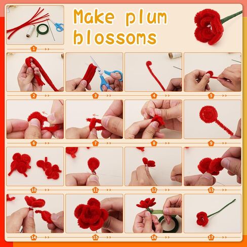 60 PCS Red Pipe Cleaners,Pipe Cleaners Chenille Stem,Pipe Cleaners Bulk,Art Pipe Cleaners for Creative Home Decoration Supplies and Crafts Project in Saudi Arabia