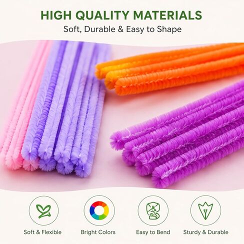 800PCS Pipe Cleaner Flower Kit, DIY Pipe Cleaners Craft Bouquet Making Kit with Floral Wires & Tape, DIY Chenille Stems Craft Supplies with Wrapping Paper & Ribbon for Home Decor in Kuwait
