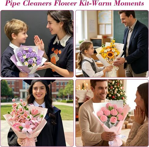 1800 PCS Pipe Cleaners Craft, Pipe Cleaner Flower Kit, 18 Colors Pipe Cleaners Bulk, Pipe Cleaners Flowers for Family Fun & Creativity, Holiday & Room Decorations, Art and Craft Supplies in Kuwait