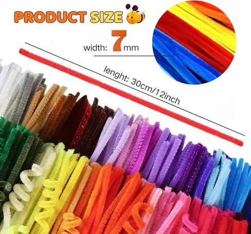1350 PCS 45 Colors Thick Pipe Cleaners Craft,Multi-Colored Chenille Stems for Craft Supplies & Materials,Fuzzy Pipe Cleaners Bulk for DIY Arts Projects,Rainbow Pipe Cleaners(12inch*7mm,1350pcs) in Kuwait