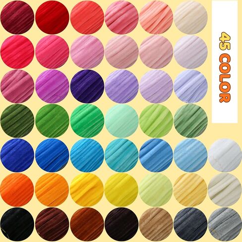 1350 PCS 45 Colors Thick Pipe Cleaners Craft,Multi-Colored Chenille Stems for Craft Supplies & Materials,Fuzzy Pipe Cleaners Bulk for DIY Arts Projects,Rainbow Pipe Cleaners(12inch*7mm,1350pcs) in Kuwait