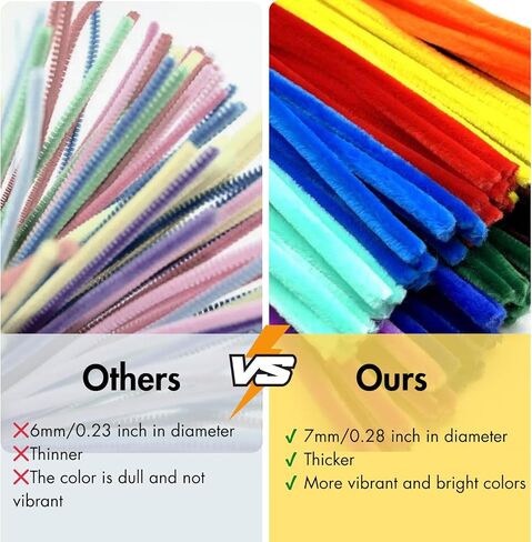1350 PCS 45 Colors Thick Pipe Cleaners Craft,Multi-Colored Chenille Stems for Craft Supplies & Materials,Fuzzy Pipe Cleaners Bulk for DIY Arts Projects,Rainbow Pipe Cleaners(12inch*7mm,1350pcs) in Kuwait