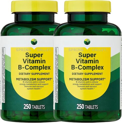 Spring Valley Super Vitamin B-Complex Dietary Supplement Tablets Metabolism suppor 250ct Pack of (1) in Saudi Arabia