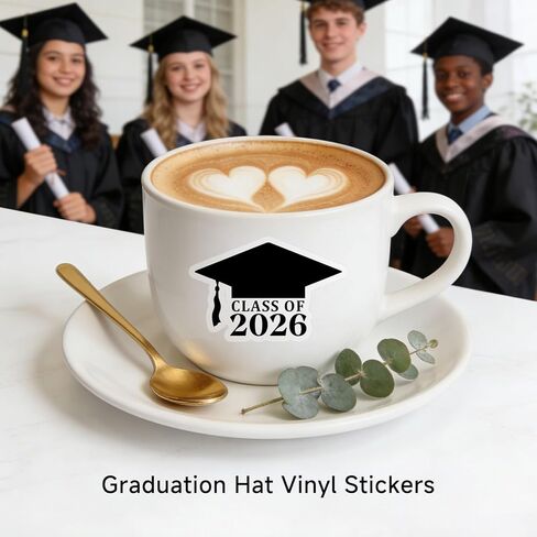 50 x 2026 Graduation Hat Stickers, Grad Cap Vinyl Decal, Graduation Ceremony, Announcement, Grad Party Envelope Seals, Envelope Sealing Stickers, 1.6inch (Class) in Kuwait