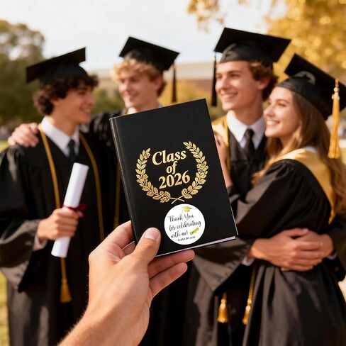 120Pcs Class of 2026 Stickers, 1.6" Gold Foil Graduation Thank You Stickers, Graduation Stickers for Envelopes School Congrats Grad Invitation Grad Party Favors Label in Kuwait