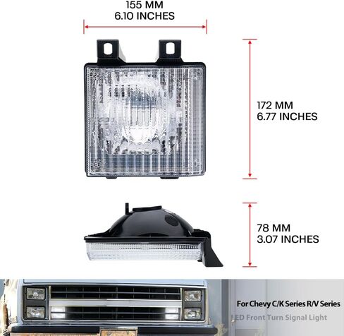 مصابيح إشارة الانعطاف الأمامية OEM لسلسلة 85-86 Chevy C/K وسلسلة 87-88 R/V وK5 Blazer وJimmy Amber Bumper Signal & White Parking Light Marker OEM # 918046 GM2521110 عدسة شفافة مع 2 قطعة لمبات LED in Kuwait