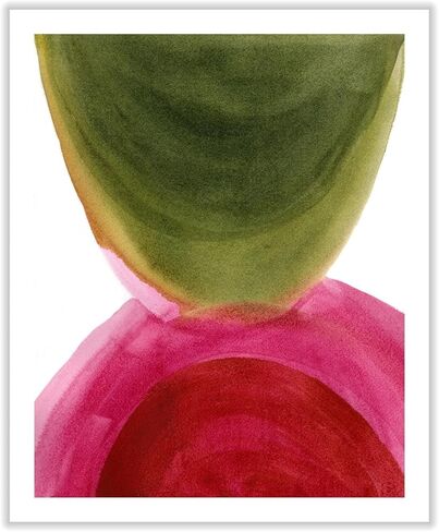 Monem Art Organic Pink and Green Abstract Watercolor Painting - Converging Shapes and Forms - 18x24 ROLLED CANVAS Wall Art by Janel Bragg in Kuwait
