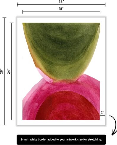 Monem Art Organic Pink and Green Abstract Watercolor Painting - Converging Shapes and Forms - 18x24 ROLLED CANVAS Wall Art by Janel Bragg in Kuwait