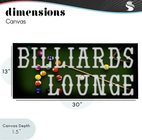 Stupell Industries 'Billiards Lounge Recreation', Canvas Art, 30 x 13 Inches, Easy to Hang and Sturdy, Made in USA, by Marcus Prime in Kuwait