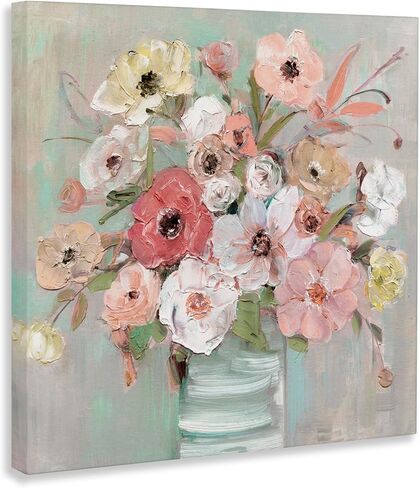 Stupell Industries 'Pastel Garden Peony Bouquet'، لوحة فنية قماشية، 30 × 30 بوصة، سهلة التعليق وقوية، صنع في الولايات المتحدة الأمريكية، بواسطة سالي سواتلاند in Kuwait