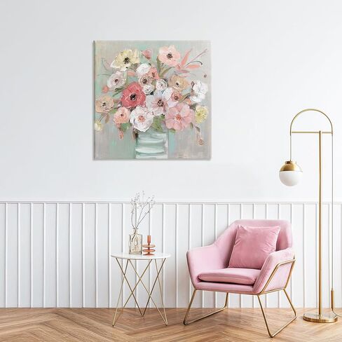 Stupell Industries 'Pastel Garden Peony Bouquet'، لوحة فنية قماشية، 30 × 30 بوصة، سهلة التعليق وقوية، صنع في الولايات المتحدة الأمريكية، بواسطة سالي سواتلاند in Kuwait