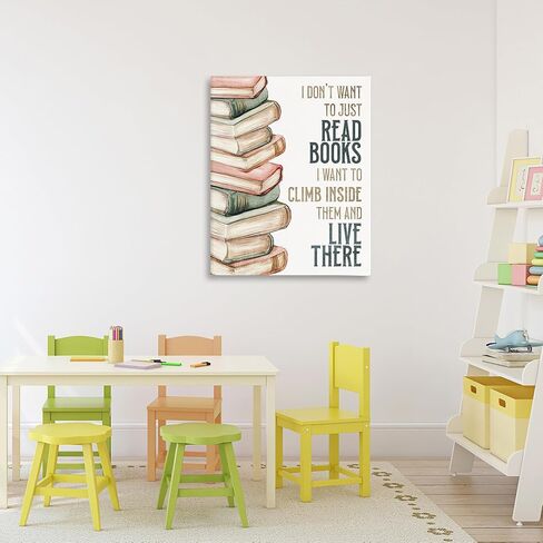 Stupell Industries 'Climb Inside Books & Live There'، لوحة فنية قماشية، مقاس 24 × 30 بوصة، سهلة التعليق ومتينة، صُنعت في الولايات المتحدة الأمريكية، بواسطة Kim Allen in Kuwait