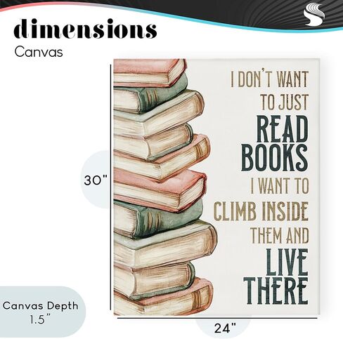 Stupell Industries 'Climb Inside Books & Live There'، لوحة فنية قماشية، مقاس 24 × 30 بوصة، سهلة التعليق ومتينة، صُنعت في الولايات المتحدة الأمريكية، بواسطة Kim Allen in Kuwait