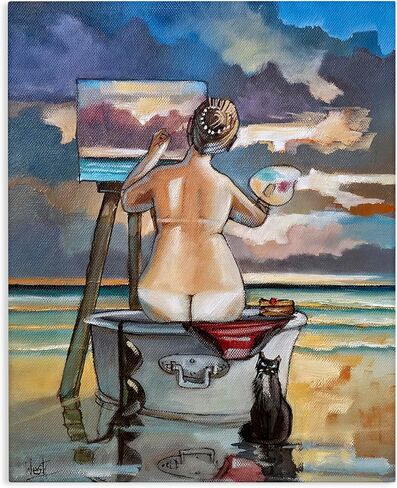 Stupell Industries 'Painting Up A Storm'، لوحة فنية قماشية، 36 × 48 بوصة، سهلة التعليق وقوية، صنع في الولايات المتحدة الأمريكية، بواسطة رونالد ويست in Kuwait