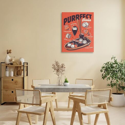 Stupell Industries 'Purrfect Rolls Sushi Cats'، لوحة فنية قماشية، مقاس 16 × 20 بوصة، سهلة التعليق ومتينة، صُنعت في الولايات المتحدة الأمريكية، بواسطة توبي فونسيكا in Kuwait