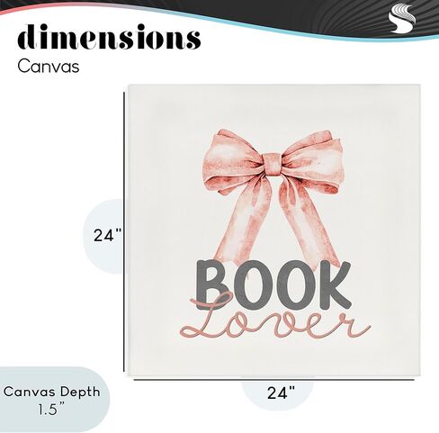 Stupell Industries 'Book Lover Pink Bow'، لوحة فنية من القماش، مقاس 24 × 24 بوصة، سهلة التعليق ومتينة، صُنعت في الولايات المتحدة الأمريكية، بواسطة Kim Allen in Kuwait