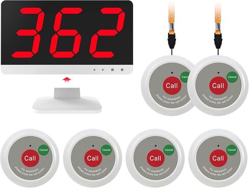 Caregiver Call Button, Wireless Nurse Call System for Elderly at Home with 6 Emergency Call Buttons and 1 Display Receiver-1000FT Long Range Call Bell System for Nursing Home Clinic Hospital in Kuwait
