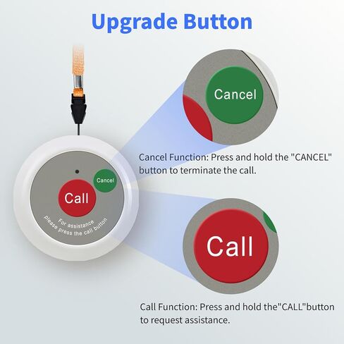 Caregiver Call Button, Wireless Nurse Call System for Elderly at Home with 6 Emergency Call Buttons and 1 Display Receiver-1000FT Long Range Call Bell System for Nursing Home Clinic Hospital in Kuwait