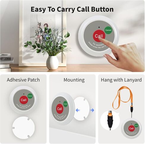 Call Light System for Elderly - Call Bell System with 36 Call Buttons, 1000ft, Patient Alert Button with 2 Displays Receiver, Caregiver Pager Calling System for Nurses Station in Kuwait