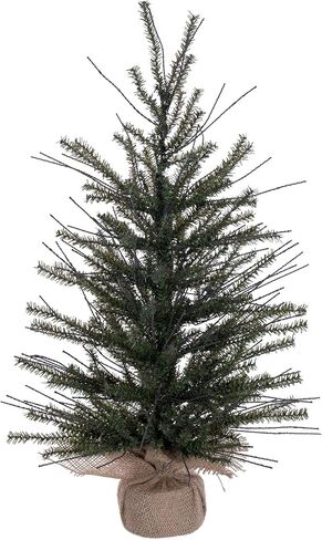 Vickerman 24" Vienna Twig Artificial Christmas Tree, Clear Dura-lit Lights, Seasonal Indoor Home Decor with Decorative Burlap Base in Kuwait