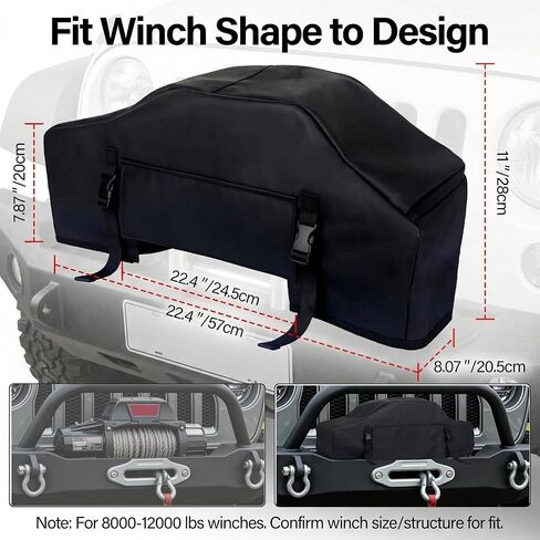 Winch Cover, Heavy Duty UV Resistant Winch Protective Cover, Indoor/Outdoor Winch Accessories, Windproof and Rainproof Dust Cover for 8000-12000 Lbs Electric Winches in Kuwait
