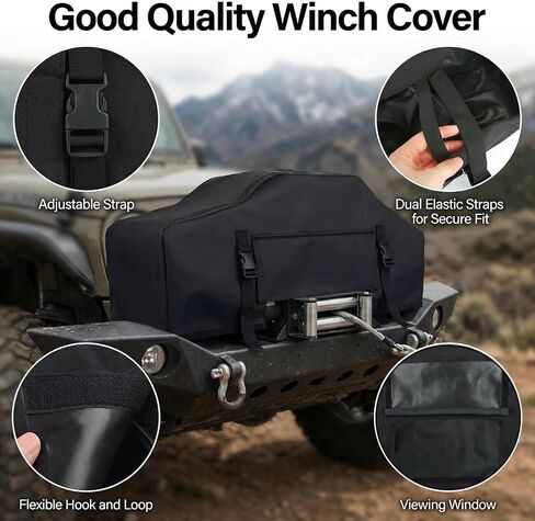Winch Cover, Heavy Duty UV Resistant Winch Protective Cover, Indoor/Outdoor Winch Accessories, Windproof and Rainproof Dust Cover for 8000-12000 Lbs Electric Winches in Kuwait