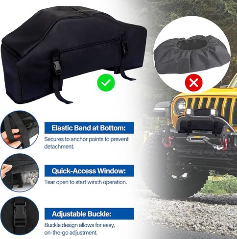 Winch Cover, Heavy Duty UV Resistant Winch Protective Cover, Indoor/Outdoor Winch Accessories, Windproof and Rainproof Dust Cover for 8000-12000 Lbs Electric Winches in Kuwait