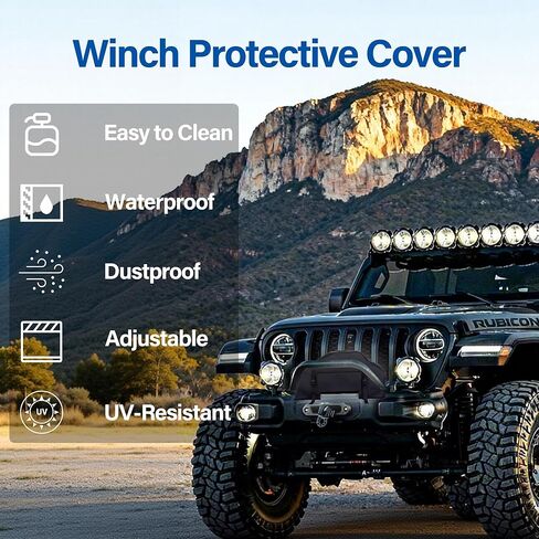 Winch Cover, Heavy Duty UV Resistant Winch Protective Cover, Indoor/Outdoor Winch Accessories, Windproof and Rainproof Dust Cover for 8000-12000 Lbs Electric Winches in Kuwait