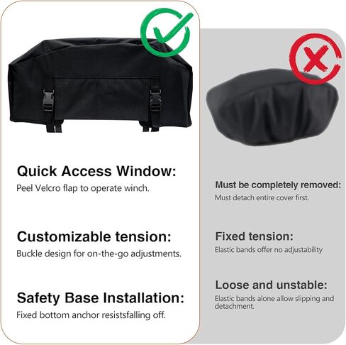 Winch Cover Heavy Duty Waterproof UV Winch Indoor Outdoor Winch Accessories Protective Black Weather Resistant Dust Cover for Electric Winches 8000-13500 Lbs in Kuwait