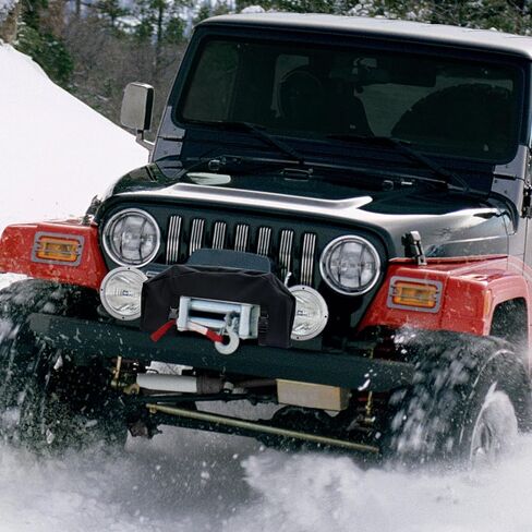 Winch Cover Heavy Duty Waterproof UV Winch Indoor Outdoor Winch Accessories Protective Black Weather Resistant Dust Cover for Electric Winches 8000-13500 Lbs in Kuwait
