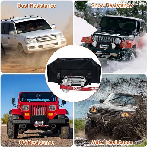 Winch Cover Heavy Duty Waterproof UV Winch Indoor Outdoor Winch Accessories Protective Black Weather Resistant Dust Cover for Electric Winches 8000-13500 Lbs in Kuwait