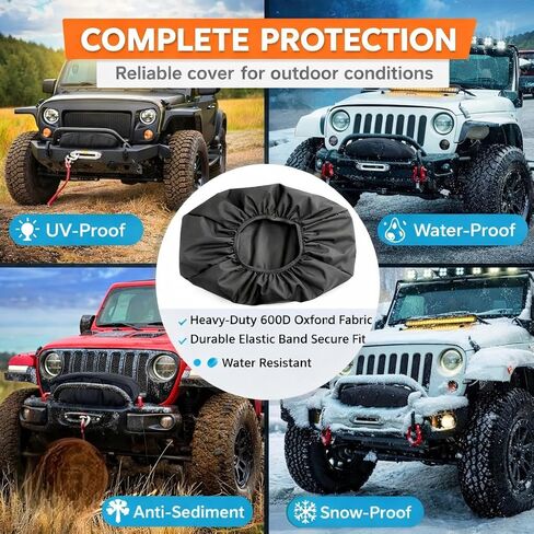 Heavy-Duty Winch Cover, Universal Fit, Waterproof & Dustproof, UV-Resistant 1200D Oxford Cloth, Protective Cover for 8500-12500 lb Electric Winches (22" x 10.5" x 8.1") in Kuwait