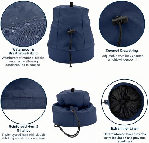 SavvyCraft Sailboat Winch Cover – Marine Waterproof UV Resistant Winch Covers for Sailboat & Yacht Deck Winches, Heavy Duty Polyester Protection with Drawstring, Navy, M – Top Ø 5.3" | Height 7.5" in Kuwait