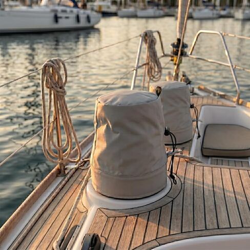 SavvyCraft Sailboat Winch Cover – Marine Waterproof UV Resistant Winch Covers for Sailboat & Yacht Deck Winches, Heavy Duty Polyester Protection with Drawstring, Navy, M – Top Ø 5.3" | Height 7.5" in Kuwait
