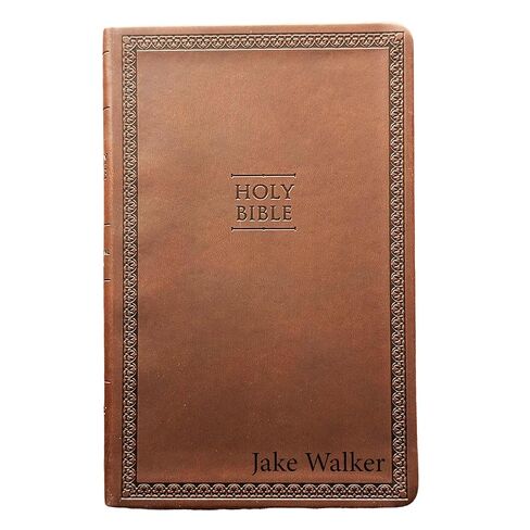 SacredBound Personalized NIV Thinline Bible – Brown LeatherSoft | Engraved Name, Slim <1" Thick, Comfort Print, Easy to Carry Christian Gift (Name Only) in Kuwait