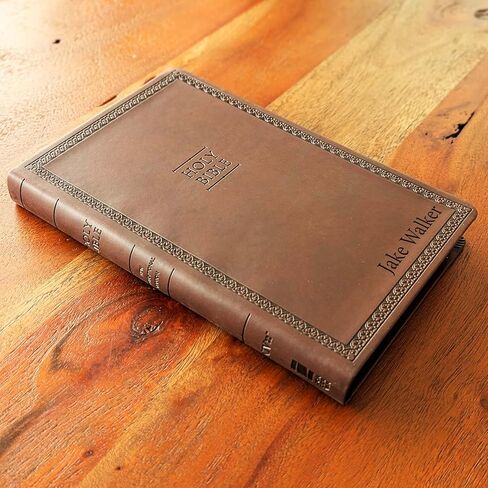 SacredBound Personalized NIV Thinline Bible – Brown LeatherSoft | Engraved Name, Slim <1" Thick, Comfort Print, Easy to Carry Christian Gift (Name Only) in Kuwait
