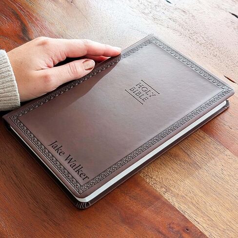 SacredBound Personalized NIV Thinline Bible – Brown LeatherSoft | Engraved Name, Slim <1" Thick, Comfort Print, Easy to Carry Christian Gift (Name Only) in Kuwait