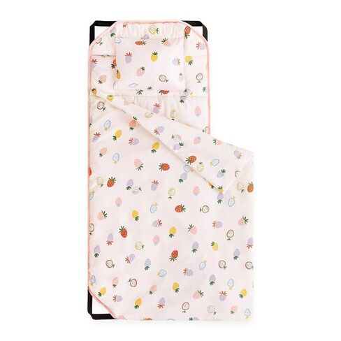 Wake In Cloud - Cot Nap Mat with Pillow and Blanket, for Toddler Kids Boys Girls in Daycare Kindergarten Preschool Pre K with Elastic Corner Straps, Cute Colorful Strawberry, Light Pink in Kuwait