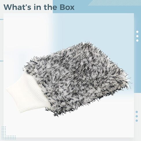 Heavy-Duty Double-Sided Car Wash Mitt, Coral Plush Microfiber Fabric, Ultra-Absorbent Cleaning Glove, Black and White, Blackline Towel Drying, Convenient Design in Kuwait
