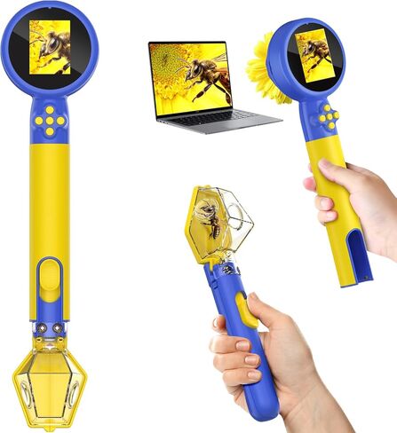 Kids Wonder Quest Microscope Camera with Bug Catcher, 2" Screen Portable Handheld Microscope for Kids, HD 500X STEM Science Toy with LED Lights, for Age 3-12 Girls & Boys Birthday Gifts (Blue) in Saudi Arabia