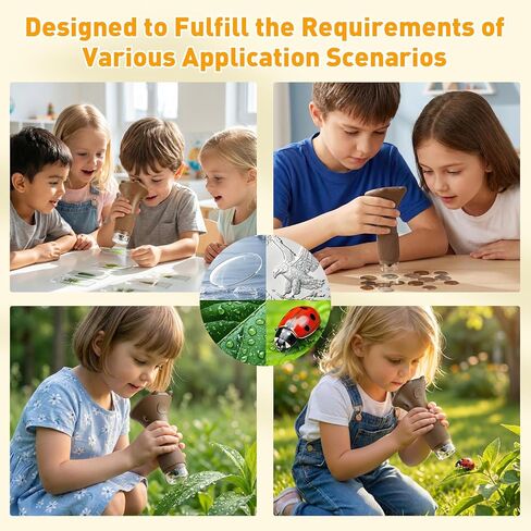 4K 1000X Digital Microscope for Kids with 2.0" IPS Screen, Portable Handheld Toys with 200–1000X Magnification Glass for Kids Age 3-12, STEM Educational Toy Birthday Gifts for Girls Boys(Yellow) in Saudi Arabia