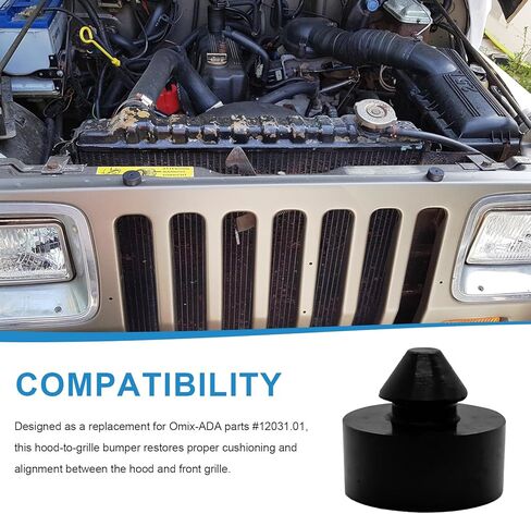استبدال ممتص الصدمات لغطاء محرك السيارة لأجزاء Omix-ADA #12031.01، متوافق مع ملحقات Jeep Wrangler YJ 1987-1995، ممتص الصدمات المطاطي المتين لغطاء محرك السيارة - عبوتان in Kuwait