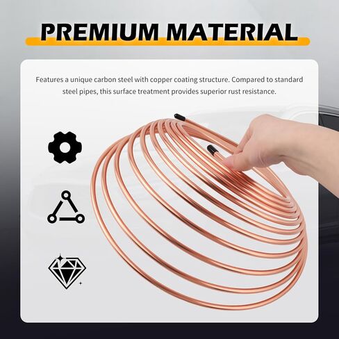25Ft 1/4" & 3/16" Brake Line Kit,Flexible Brake Line Repair Kit with 32PCS Inverted Tube Nut,Professional Car Brakes Lines Tubing Kits for Maintenance of Braking Systems in Kuwait