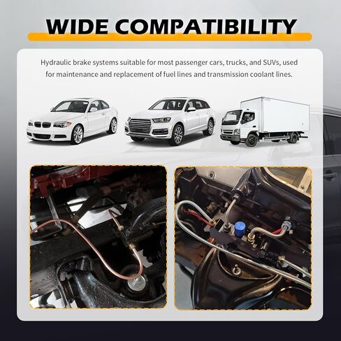 25Ft 1/4" & 3/16" Brake Line Kit,Flexible Brake Line Repair Kit with 32PCS Inverted Tube Nut,Professional Car Brakes Lines Tubing Kits for Maintenance of Braking Systems in Kuwait