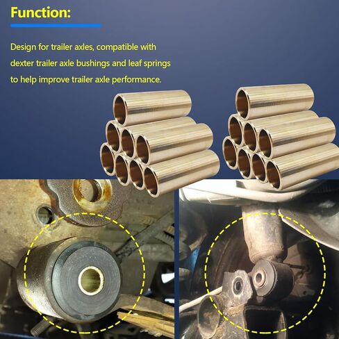 ID 9/16" OD 11/16" Leaf Spring Bushing Kit for Trailer Dexter Axle, Bronze Shackle Bushings Trailer Axle Bushing Tools Replace Double Eye Springs-16 PCS in Kuwait