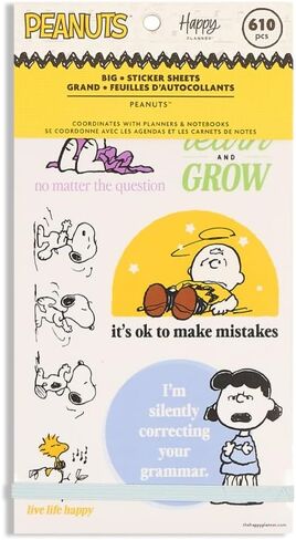 Happy Planner Peanuts Back-to-School Sticker Set for Planners, Calendars, and Journals, Easy-Peel Stickers, Scrapbook Accessories, 30 Sheets, 610 Stickers Total in Kuwait