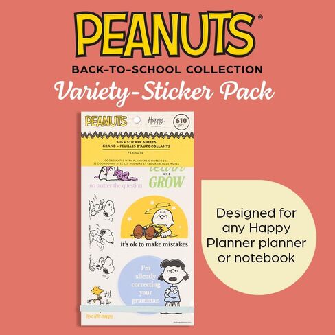 Happy Planner Peanuts Back-to-School Sticker Set for Planners, Calendars, and Journals, Easy-Peel Stickers, Scrapbook Accessories, 30 Sheets, 610 Stickers Total in Kuwait