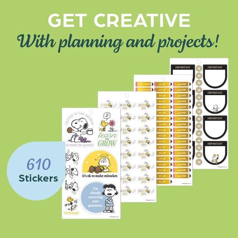 Happy Planner Peanuts Back-to-School Sticker Set for Planners, Calendars, and Journals, Easy-Peel Stickers, Scrapbook Accessories, 30 Sheets, 610 Stickers Total in Kuwait
